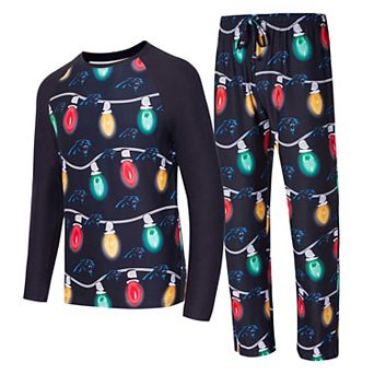 Men's Concepts Sport Black Carolina Panthers Garland Knit Raglan Long Sleeve T-Shirt and Pants Set