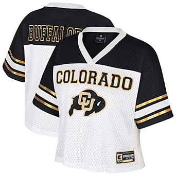 Women's Colosseum White Colorado Buffaloes Treasure Cropped Football Jersey
