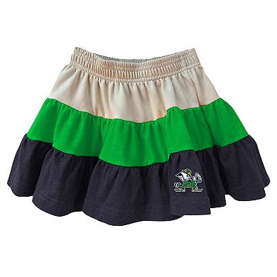 Girls Toddler Wes & Willy Tan Notre Dame Fighting Irish Tri-Blend Sleeveless Full-Zip Hoodie & Tiered Skirt Set