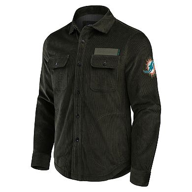 Men's Darius Rucker Collection by Fanatics Dark Green Miami Dolphins Corduroy Full-Button Shacket