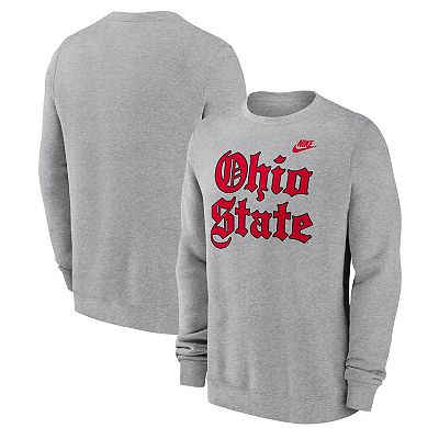 Men's Nike Heather Gray Ohio State Buckeyes Old English Fleece Sweatshirt
