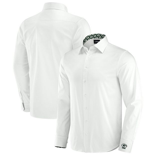 Men s J. Palmer White Green Bay Packers Man In Motion Long Sleeve Button Up Dress Shirt