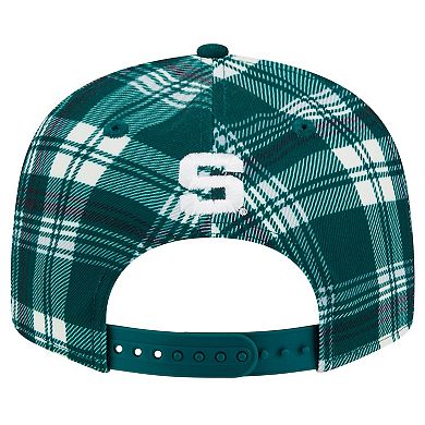 Men's New Era Green Michigan State Spartans Plaid 9FIFTY Snapback Hat