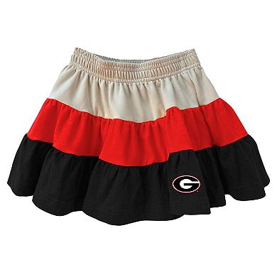 Girls Toddler Wes & Willy Tan Georgia Bulldogs Tri-Blend Sleeveless Full-Zip Hoodie & Tiered Skirt Set
