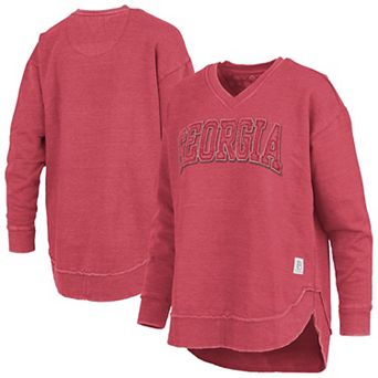 Women's Pressbox Red Georgia Bulldogs Westin Poncho V-Neck Pullover Sweatshirt