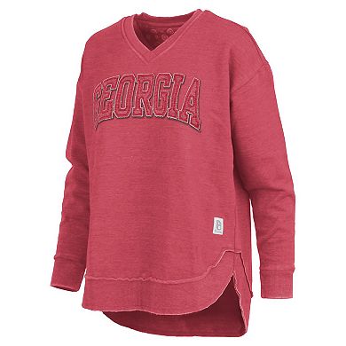 Women's Pressbox Red Georgia Bulldogs Westin Poncho V-Neck Pullover Sweatshirt