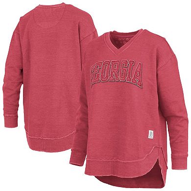 Women's Pressbox Red Georgia Bulldogs Westin Poncho V-Neck Pullover Sweatshirt