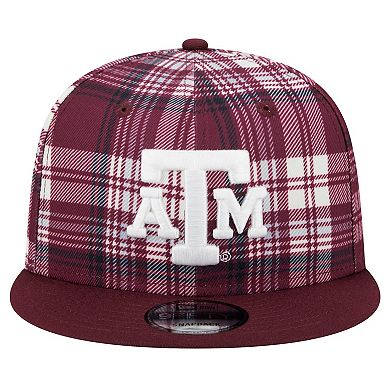 Men's New Era Maroon Texas A&M Aggies Plaid 9FIFTY Snapback Hat