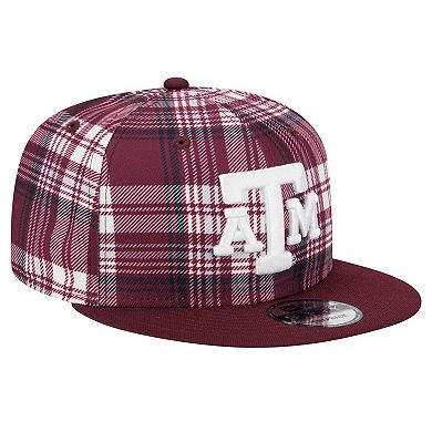Men's New Era Maroon Texas A&M Aggies Plaid 9FIFTY Snapback Hat