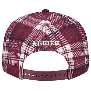 Men's New Era Maroon Texas A&M Aggies Plaid 9FIFTY Snapback Hat