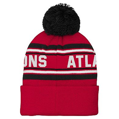 Youth Red Atlanta Falcons Jacquard Cuffed Knit Hat with Pom