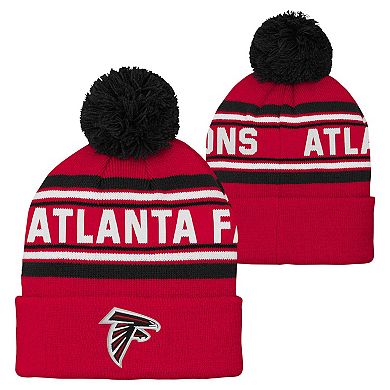 Youth Red Atlanta Falcons Jacquard Cuffed Knit Hat with Pom