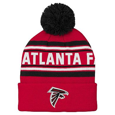 Youth Red Atlanta Falcons Jacquard Cuffed Knit Hat with Pom