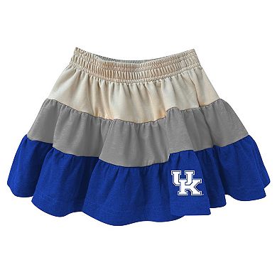 Girls Toddler Wes & Willy Tan Kentucky Wildcats Tri-Blend Sleeveless Full-Zip Hoodie & Tiered Skirt Set