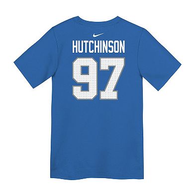 Preschool Nike Aidan Hutchinson Blue Detroit Lions Player Name & Number T-Shirt
