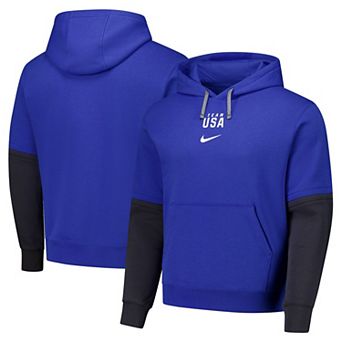 Men's Nike Royal Team USA Club Color Block Pullover Hoodie