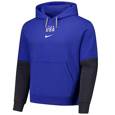 Men's Nike Royal Team USA Club Color Block Pullover Hoodie