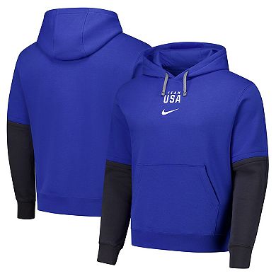 Men's Nike Royal Team USA Club Color Block Pullover Hoodie