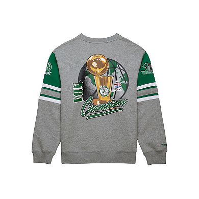 Men's Mitchell & Ness Heather Gray Boston Celtics Hardwood Classics All Over 4.0 Pullover Sweatshirt