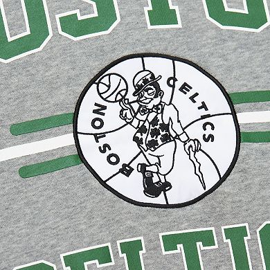 Men's Mitchell & Ness Heather Gray Boston Celtics Hardwood Classics All Over 4.0 Pullover Sweatshirt