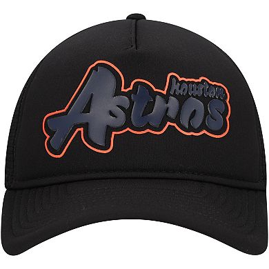 Men's New Era Black Houston Astros Retro Bold A-Frame Trucker 9FORTY Adjustable Hat