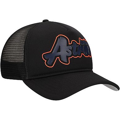 Men's New Era Black Houston Astros Retro Bold A-Frame Trucker 9FORTY Adjustable Hat
