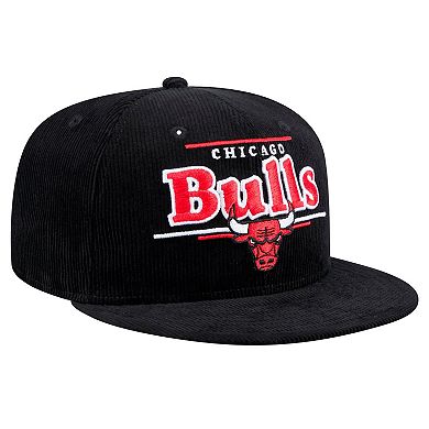 Men's New Era Black Chicago Bulls Throwback Display Corduroy 9FIFTY Snapback Hat