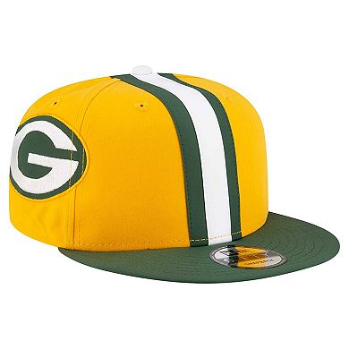 Men's New Era Gold Green Bay Packers Helmet 9FIFTY Snapback Hat