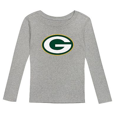 Preschool Heather Gray Green Bay Packers Long Sleeve T-Shirt and Pants Sleep Set