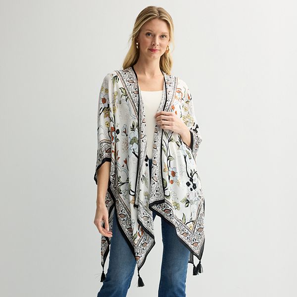 Women's Nine West Floral Wallpaper Pattern Topper - Black Neutral