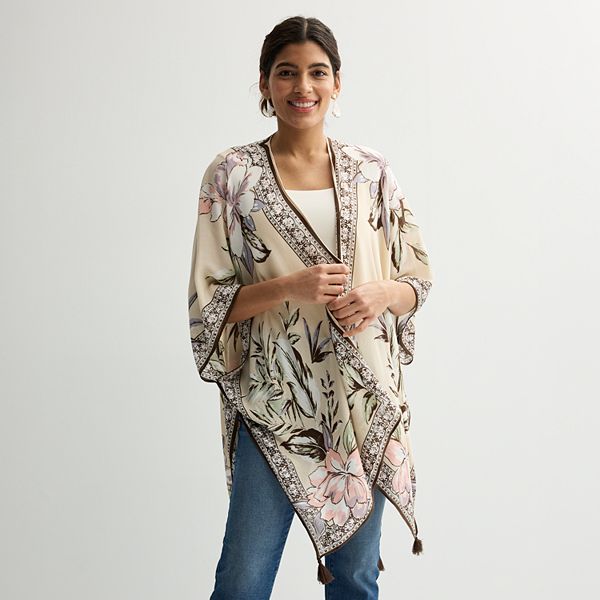 Women's Nine West Painterly Tropical Floral Topper - Light Taupe