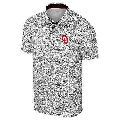 Men's Colosseum White Oklahoma Sooners Big & Tall It's Time! Allover Printed Polo