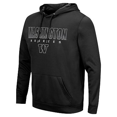 Men's Colosseum Black Washington Huskies Blackout 3.0 Pullover Hoodie