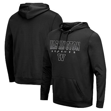 Men's Colosseum Black Washington Huskies Blackout 3.0 Pullover Hoodie