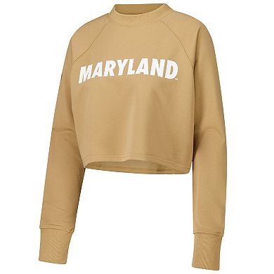 Women's Tan Maryland Terrapins Raglan Cropped Sweatshirt & Sweatpants Set