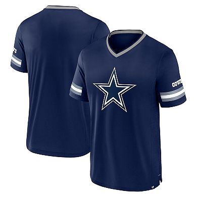 Men's Fanatics Navy Dallas Cowboys Stripe Stacking V-Neck T-Shirt