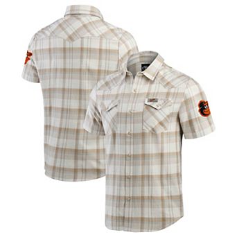 Men's Darius Rucker Collection by Fanatics Gray Baltimore Orioles Plaid Full-Snap Shirt