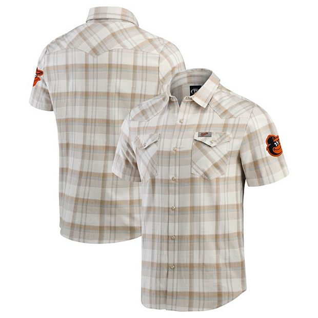 Men s Darius Rucker Collection by Fanatics Gray Baltimore Orioles Plaid Full Snap Shirt