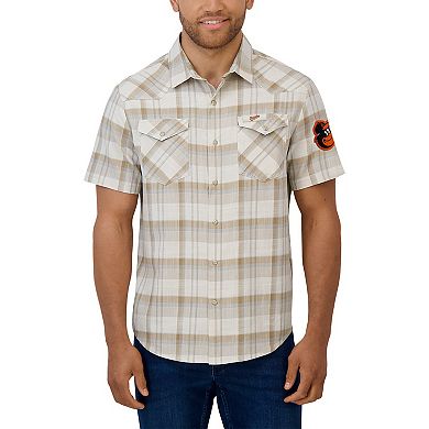 Men's Darius Rucker Collection by Fanatics Gray Baltimore Orioles Plaid Full-Snap Shirt