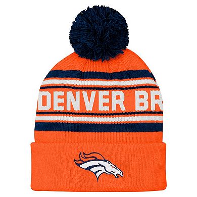 Youth Orange Denver Broncos Jacquard Cuffed Knit Hat with Pom