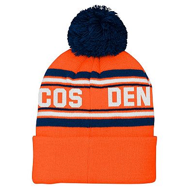 Youth Orange Denver Broncos Jacquard Cuffed Knit Hat with Pom