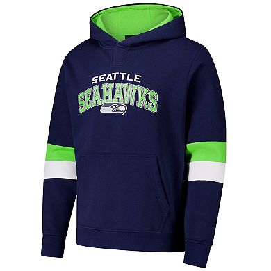 Men's G-III Sports by Carl Banks College Navy/Neon Green Seattle Seahawks Adaptive Faceoff Pullover Hoodie