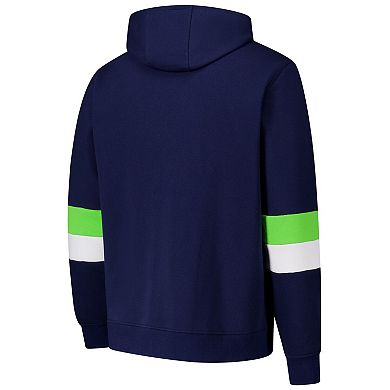 Men's G-III Sports by Carl Banks College Navy/Neon Green Seattle Seahawks Adaptive Faceoff Pullover Hoodie