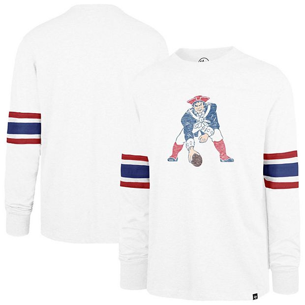 Men s 47 White New England Patriots Gridiron Throwback Premier Brex Long Sleeve T Shirt