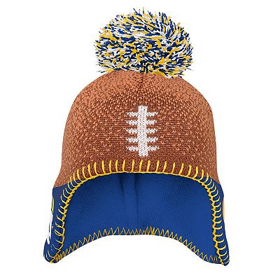 Infant Brown Los Angeles Rams Football Head Knit Hat with Pom