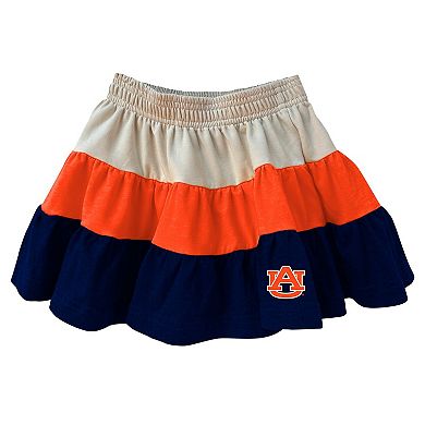 Girls Toddler Wes & Willy Tan Auburn Tigers Tri-Blend Sleeveless Full-Zip Hoodie & Tiered Skirt Set