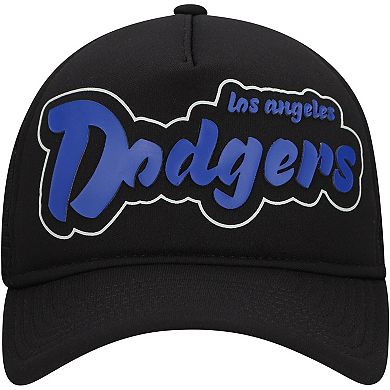 Men's New Era Black Los Angeles Dodgers Retro Bold A-Frame Trucker 9FORTY Adjustable Hat