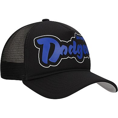 Men's New Era Black Los Angeles Dodgers Retro Bold A-Frame Trucker 9FORTY Adjustable Hat