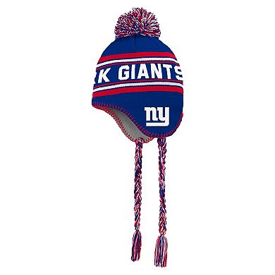 Youth Royal New York Giants Jacquard Tassel Knit Hat with Pom