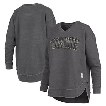 Women's Pressbox Black Purdue Boilermakers Westin Poncho V-Neck Pullover Sweatshirt